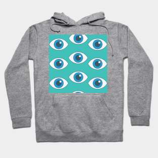 blue eyes on teal background Hoodie